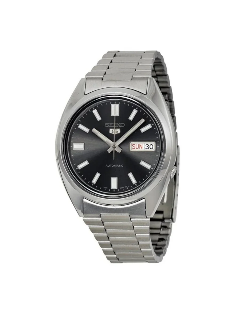 NWT Seiko 5 Automatic Black Dial Stainless Steel Men's Watch